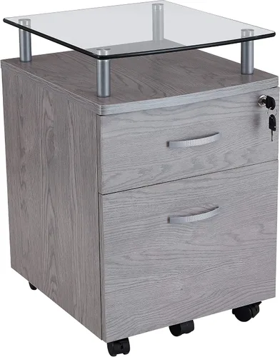 Vista 5 de Techni Mobili Escritorio funcional para computadora en forma de L, color gris y archivador enrollable, regular, gris
