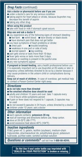 Vista 14 de Advil Liqui-Gels - Analgésico y reductor de fiebre, medicamento para el dolor para adultos con ibuprofeno 200 mg para dolor de cabeza, dolor