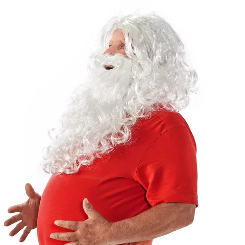 Vista 3 de Green Sky Conjunto de peluca de Papá Noel y barba de Papá Noel