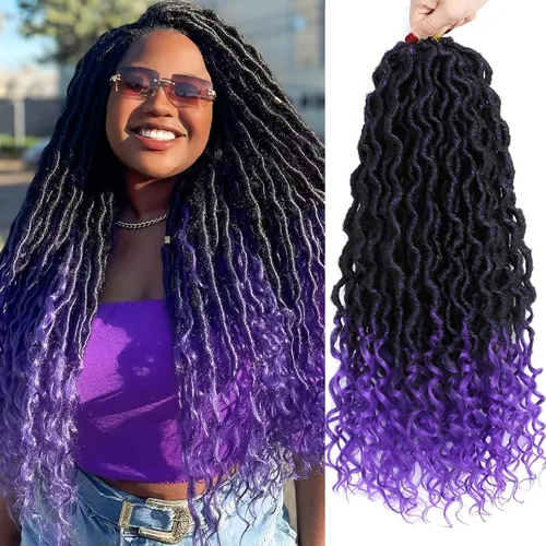 Vista 53 de Cabello Corto de Locs Falsos para Crochet Pre-Enrollado 12 Pulgadas 6 Paquetes Cabello de Locs de Diosa para Crochet Locs Falsos Suaves con Puntas