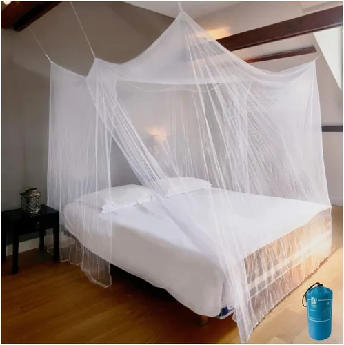Vista 7 de EVEN NATURALS Lujo para dosel de cama, carpa grande, doble a Queen, refugio con malla para camping, paquete de 2..