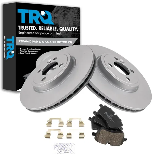 Vista 169 de TRQ Juego de pastillas de freno delantero y rotores con revestimiento de cerámica compatible con Jeep Compass Patriot 2017