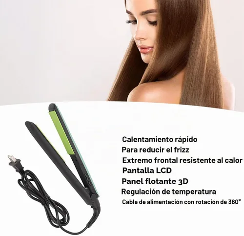 Vista 3 de Alisador y rizador de cabello 2 en 1, punta frontal antiquemaduras para salón, hogar Plancha de pelo de doble uso, cuerpo de PBT ligero, cordón