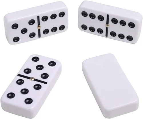 Vista 5 de Silverman & Co. Juego de dominó blanco doble 6 grandes - Estuche morado