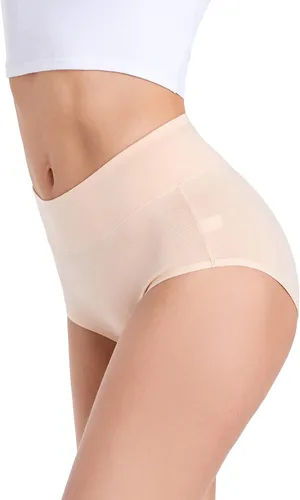 Vista 2 de youlehe Ropa interior de algodón para mujer, de cintura alta, cobertura completa, suave, transpirable