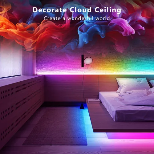 Vista 8 de GUPUP Tira de luces LED COB RGB Smart IC de 16.4 pies, tira de luz de persecución de color direccionable, 24 V 2880 LED, kit de iluminación de cinta