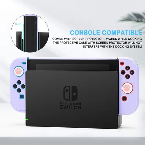 Vista 2 de DLseego Switch Full Protective Case Cover Design for Nintendo Switch Joy-Con Controllers with Glass Screen Protector, Anti-Scratch Baby Skin Touch