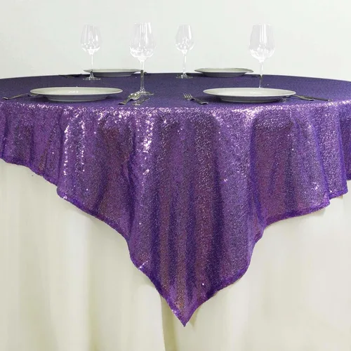 Vista 9 de Efavormart - Mantel cuadrado de lentejuelas de lujo de 72 x 72 pulgadas, mantel cuadrado champán para bodas, fiestas, eventos, banquetes