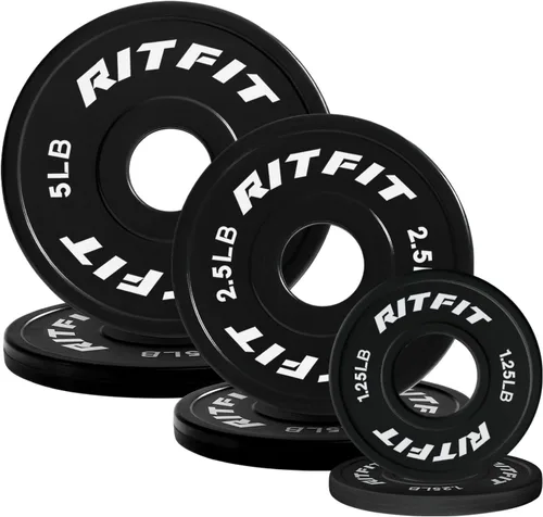 Vista 10 de RitFit Fractional Weight Plates, Rubber Coated Color Coded for Home Gym Rubber Coated with ±10g Accuracy, Color Coded for Quick ID, Progressive