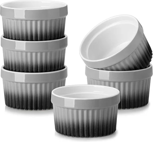 Vista 16 de MALACASA Ramequines de 119 ml aptos para horno, pequeños platos de soufflé cerámicos para crema brulée y soufflé, tazas de natillas de barro Azul