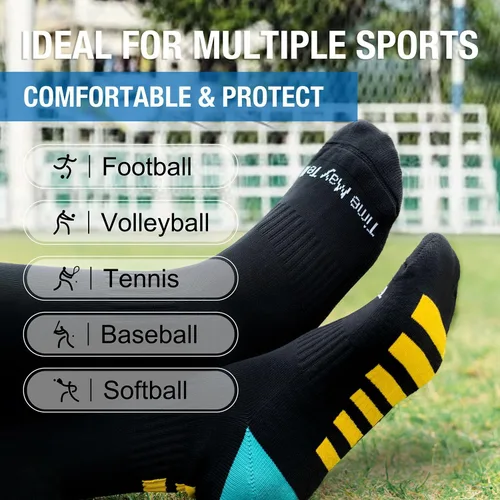 Vista 2 de Time May Tell Calcetines de fútbol, béisbol, sóftbol, para jóvenes y adultos, multideporte, hasta la rodilla, calcetines de fútbol