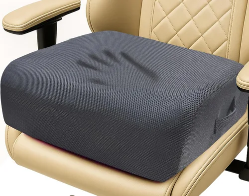 Vista 10 de Cojín de espuma viscoelástica extra gruesa de 6 pulgadas para silla de oficina, asiento elevado de 2 capas para aliviar el dolor de espalda y coxis