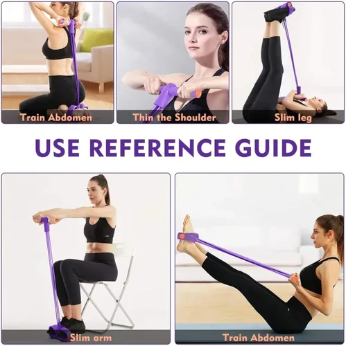 Vista 3 de Bandas elásticas multifuncionales de resistencia de yoga de 6 tubos para estiramiento de cintura, brazo y pierna, ayuda de entrenamiento asequible