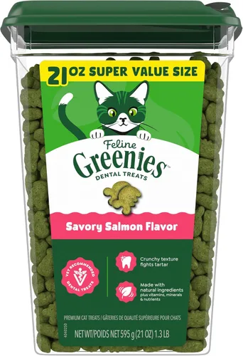 Vista 16 de Greenies Golosinas para gatos, golosinas dentales naturales para gatos adultos recomendadas por veterinarios felinos, sabroso sabor a salmón, bolsa