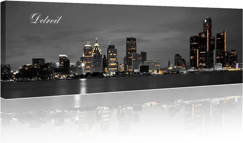 Vista 81 de 3 paneles de Atlanta Skyline vista de la ciudad en blanco y negro, imágenes panorámicas de edificio de ciudad, decoración de pared para sala