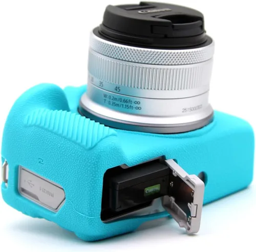 Vista 5 de Rieibi Funda EOS R50, funda protectora de silicona esmerilada para cámara Canon EOS R50 EOSR50, funda ligera para cámara EOS R50 - Azul claro