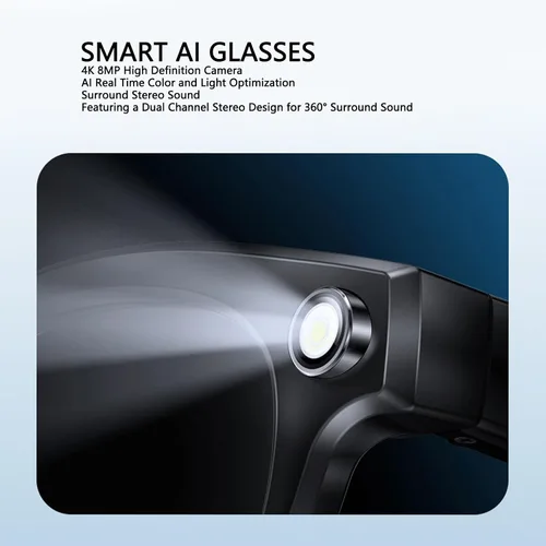 Vista 6 de PUSOKEI Lentes inteligentes con cámara, vidrio de traducción AI, gafas de cámara de grabación de video 4K con micrófono con cancelación de ruido