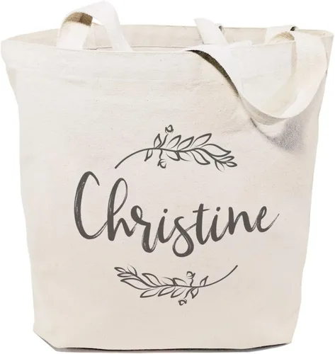 Vista 13 de The Cotton & Canvas Co. Bolso de hombro reutilizable para playa, compras y viajes con nombre personalizado