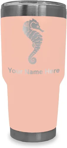 Vista 14 de LaserGram Vaso aislado al vacío de 20 onzas, caballito de mar, grabado personalizado incluido (negro)