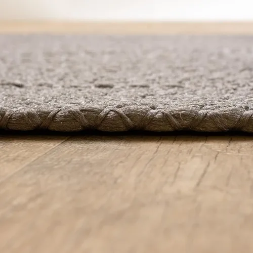 Vista 4 de Super Area Rugs Alfombra trenzada gris pequeña para puerta – Tejido lavable para fregadero de cocina, tapete gris sólido, ovalado, 20 x 30 pulgadas