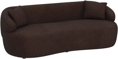 Vista 4 de WILLIAMSPACE Sofá curvado moderno de 86.6 pulgadas, sofá boucle tapizado en la parte trasera con dos almohadas, sofá de tela de 3 asientos para sala