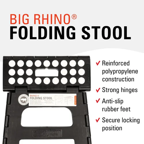 Vista 2 de Kikkerland Rhino Taburete Escalón Plegable – Soporta Adultos hasta 300 Libras, Ideal para Cocina y Baño – Taburete Escalón Colapsible, Portátil