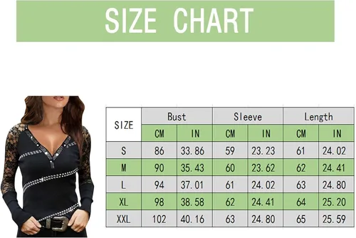 Vista 6 de Blusa y tops de manga larga para mujer, estilo casual, con encaje, cuello en V, ajustada, ajustada, para otoño, Rojo