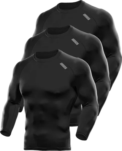 Vista 6 de DRSKIN - Camisas de compresión para hombre, manga larga, paquete de 4, 3, 2 o 1 unidades, camisas de entrenamiento deportivo, capa base atlética