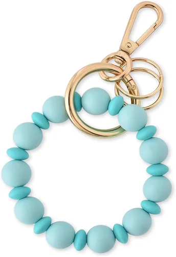 Vista 2 de Junyuerly Llavero de silicona con cuentas para mujer, pulsera elástica para llavero