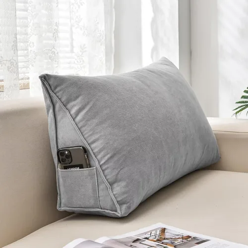 Vista 11 de Almohadas de cuña para cabecero, almohada de lectura triangular, almohadas de respaldo para reposo en cama, cojín de felpilla suave de color sólido