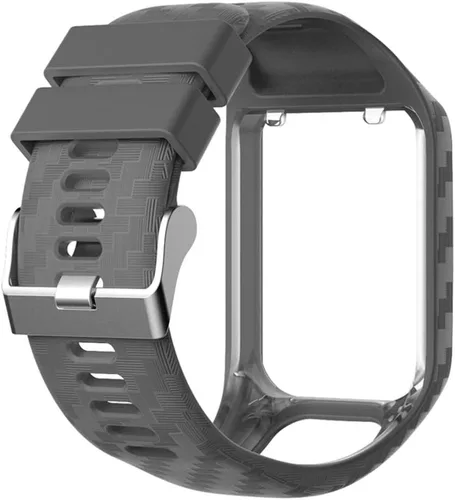 Vista 3 de Hemobllo - Correa de reloj inteligente con marco de silicona ajustable para reloj Tomtom 2/3, color gris