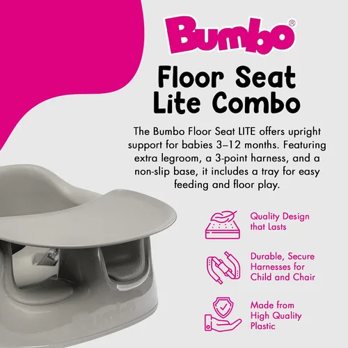 Vista 2 de Bumbo Asiento de piso de plástico Lite y bandeja combo, 3 a 12 meses Breige