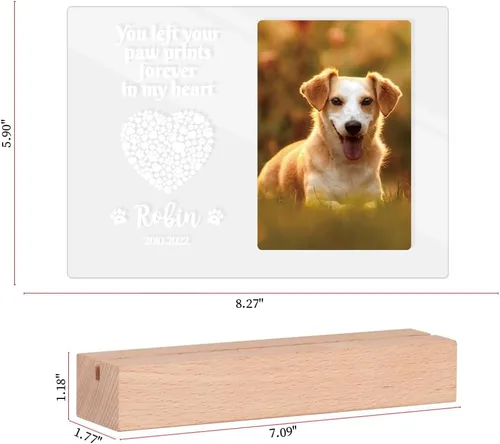 Vista 2 de Regalos conmemorativos personalizados para perros por pérdida de perro, regalos conmemorativos para mascotas para perros y gatos, placa fotográfica