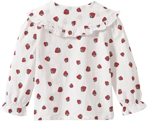 Vista 2 de Mud Kingdom Blusa para niñas, primavera, otoño, manga larga, con botones, cuello con volantes