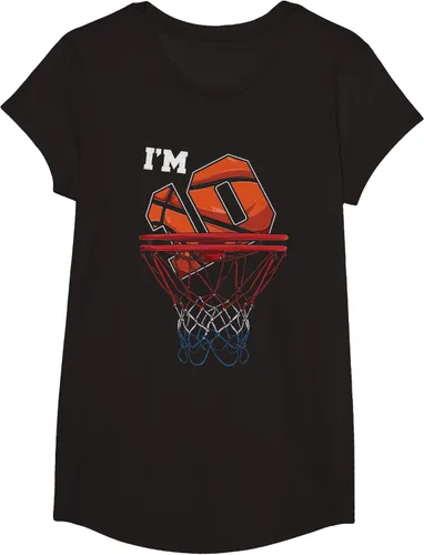 Vista 3 de Camiseta de regalo de cumpleaños con red de baloncesto de 10 años, Negro