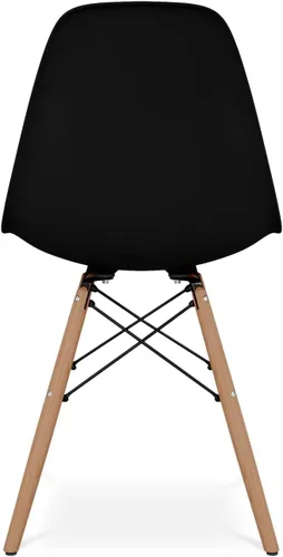 Vista 6 de Pyramid - Sillas de comedor de plástico y madera de 17.5 pulgadas, color negro (juego de 2)