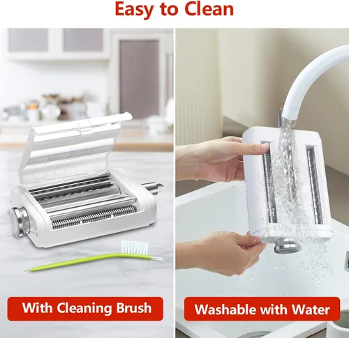 Vista 4 de Accesorio para hacer pasta para mezcladores Kitchenaid/Cuisinart, fabricante de fideos 3 en 1, juego de rodillos de pasta, cortador de espaguetis