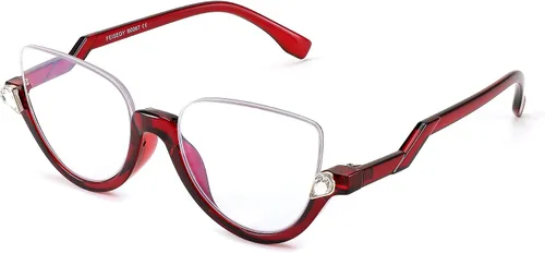 Vista 8 de FEISEDY Gafas de lectura para las mujeres moda medio marco ojo de gato gafas antideslumbrantes B0067 Negro