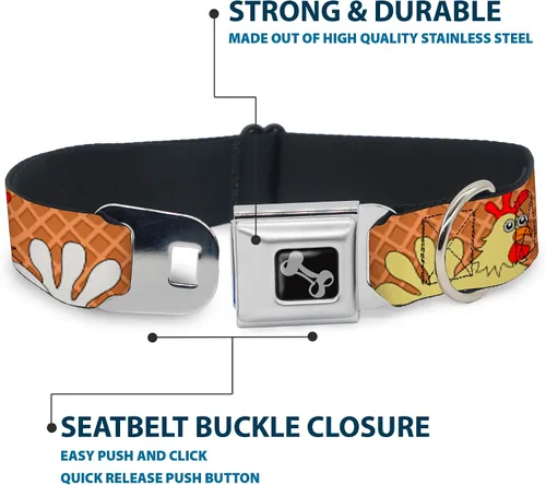 Vista 4 de Buckle-Down Collar de perro con diseño de gofres y pollo de 9-15 pulgadas, pequeño