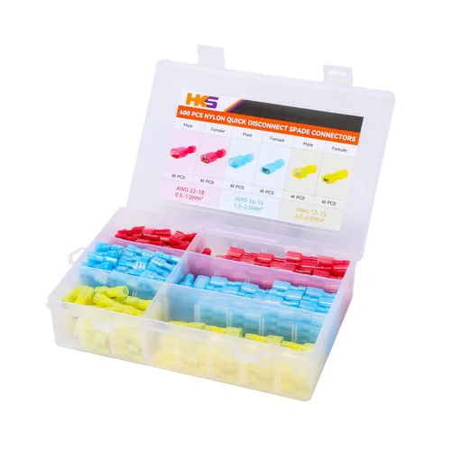 Vista 17 de HKS 150 Piezas Conectores de Desconexión Rápida de Espada Hembra de Nylon - Azul 16-14 AWG Kit de Conectores de Cable Eléctrico - Cobre Estañado