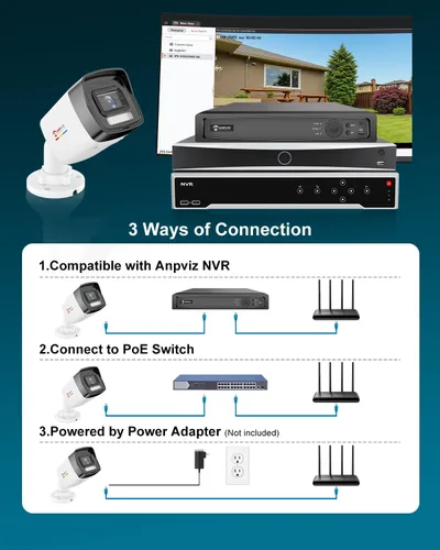 Vista 7 de Anpviz Cámara IP Bullet PoE de 5MP para exteriores, cámara de seguridad