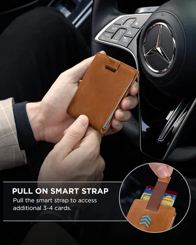 Vista 5 de SERMAN BRANDS RFID Blocking Slim Bifold Genuine Leather Minimalist Front Pocket Wallets for Men with Money Clip Thin Mens
