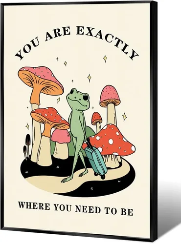 Vista 10 de FBKDVC Funny Frog You Are Exactly Where You Need To Be - Póster inspirador de acuarela, lienzo de pared, regalo motivacional para mujeres, niñas