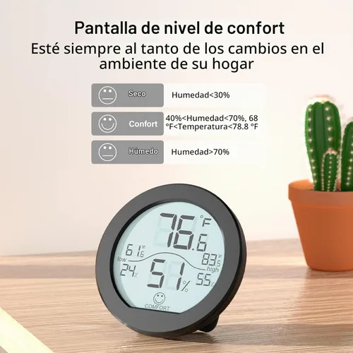 Vista 3 de SECRUI Higrómetro Termómetro para Temperatura de Habitación Medidor de Humedad Termómetro Interior Calibración de Precisión Sensor de Temperatura