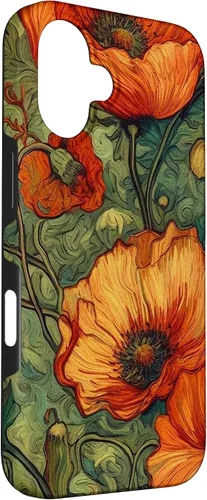 Vista 3 de iPhone 16 Floral Van Gogh Style Poppy Flower Case