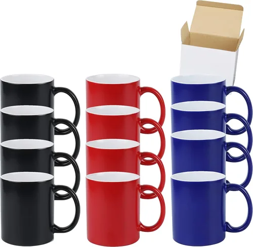 Vista 8 de Taza de café de cerámica por sublimación de 15 onzas, 12 colores surtidos, caja de 24 colores variados (12 Assorted colors)