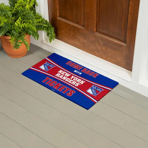 Vista 2 de Team Sports America NHL New York Rangers Entrada interior y exterior 28 x 16 pulgadas Parte trasera antideslizante Tapetes de bienvenida