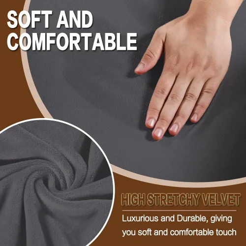 Vista 3 de NA - Funda de terciopelo para sofá con cojín en T, 3 piezas, funda de sofá suave para sofá, protector de muebles con 2 asientos individuales en Gris