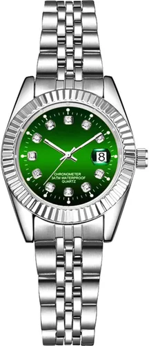 Vista 17 de Reloj analógico de cuarzo para mujer, clásico, plateado, de acero inoxidable, resistente al agua, reloj analógico Plateado (Classic Silver)