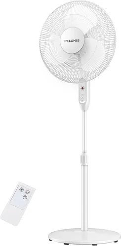 Vista 11 de PELONIS Ventilador de pedestal de 16 pulgadas para dormitorio, control remoto, ventilador de pie con temporizador de 7 horas, oscilación de 90°, 3